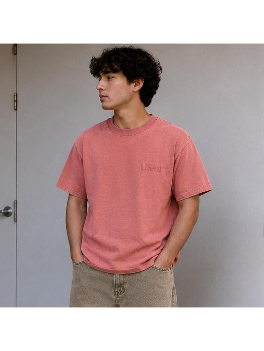 Single stitch Vintage 90s USAir Embroidered Heavyweight T-Shirt | XL